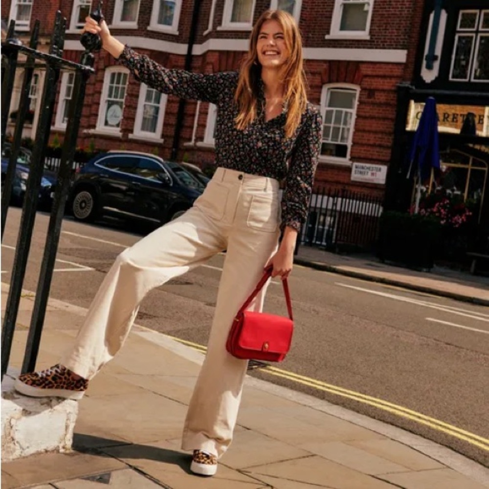 NWT Boden Cream Corduroy Wide Leg Trouser